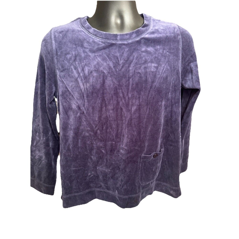 NWOT APPLESEED’S PETITES NAVY BLUE VELVET POCKET PULLOVER SHIRT SZ PM